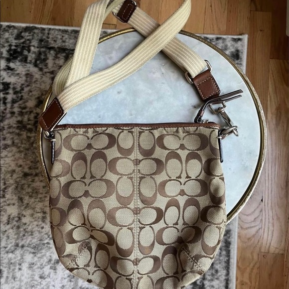 Coach Bags Coach Signature Pleated Khaki Crossbody Bag Poshmark